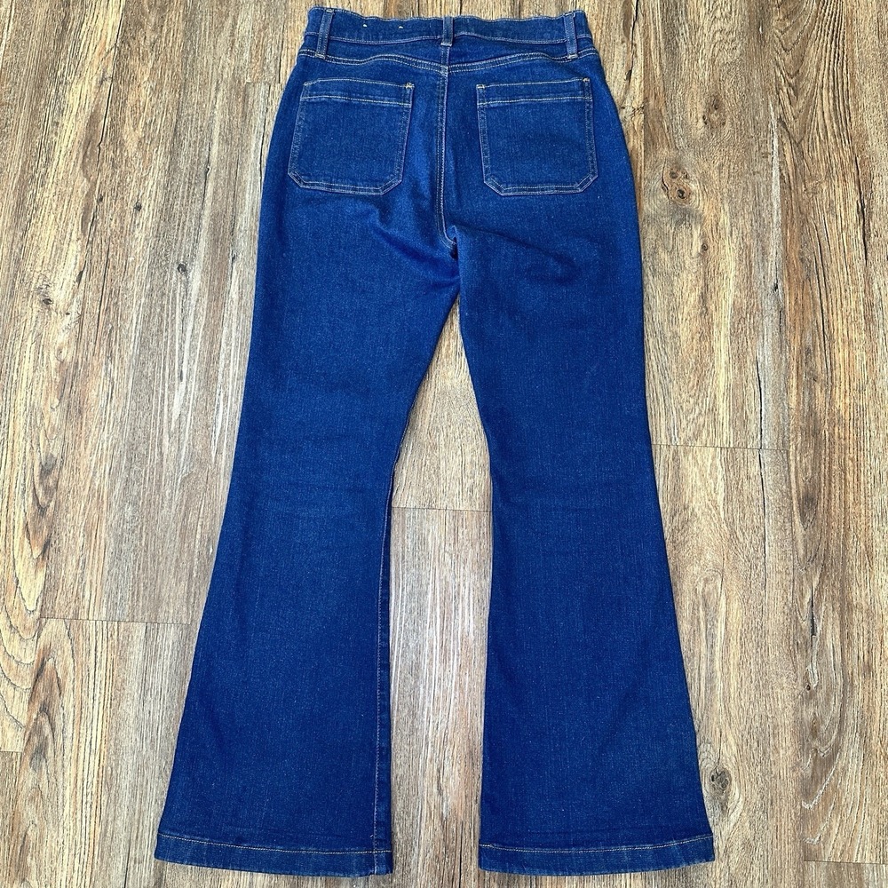 LOFT High Rise Slim Flare Jeans Womens 30/10 Stretch Denim Front Pockets Casual - Picture 4 of 7
